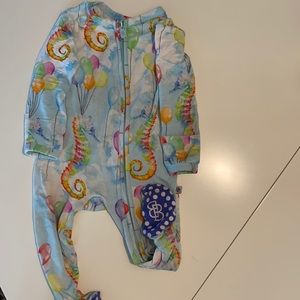 Little bum bum’s bamboo footie pajamas, size 3-6 months